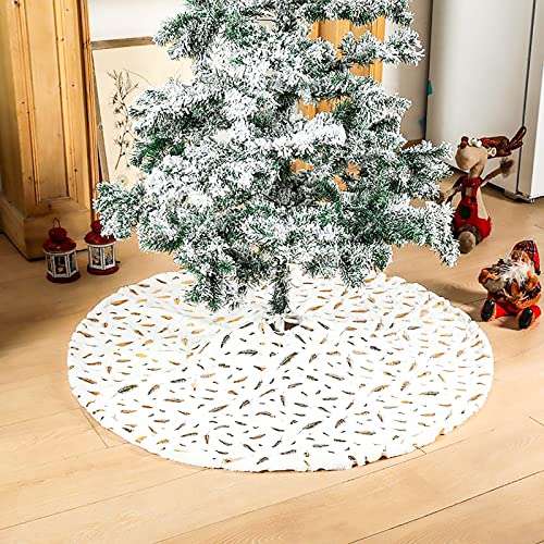 Proumhang Faldas para el árbol con Borde Blanco Falda Tradicional de árbol de Navidad 90cm 