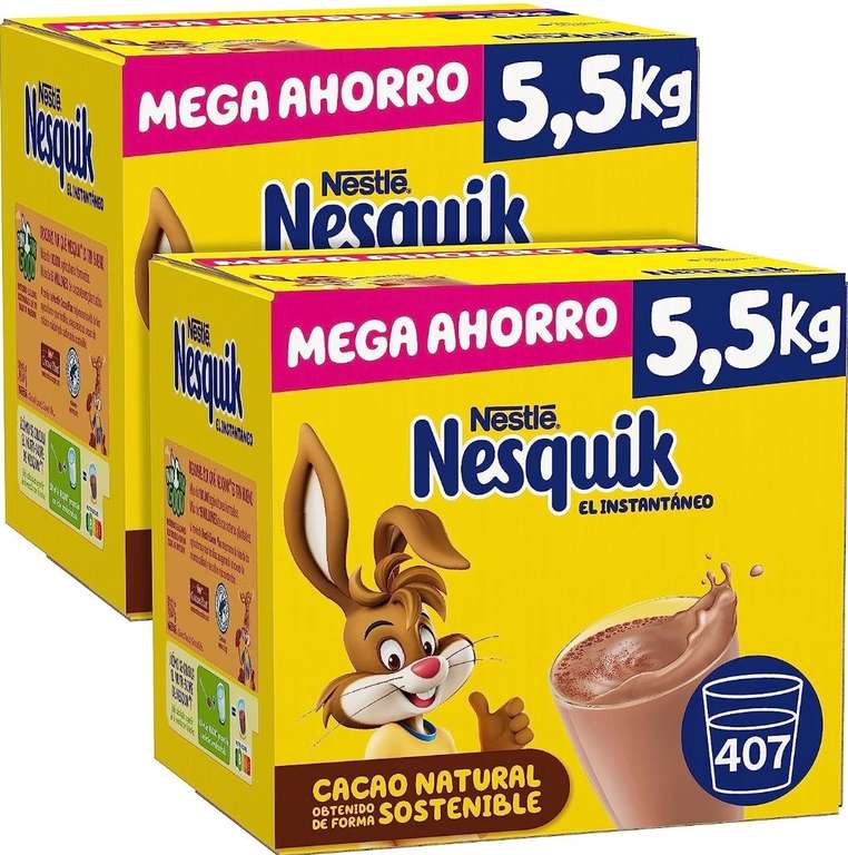 2 X NESTLÉ NESQUIK Instantáneo Cacao Soluble 2 X 5.5kg