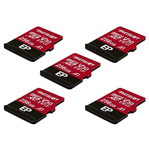 Micro SD Patriot Memory 256GB A1 / V30 , grabación de Video 4K - Paquete de 5 (más en descripción)