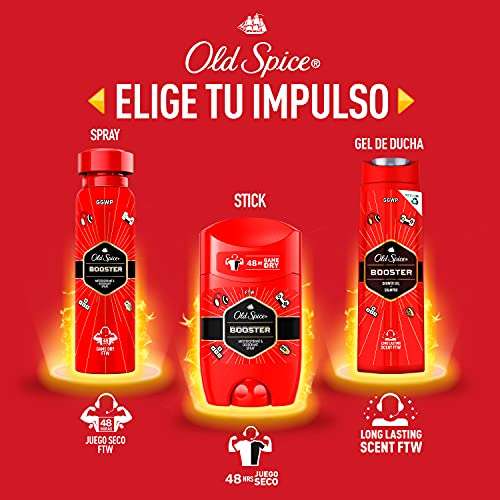 Old Spice Booster Antitranspirante Y Desodorante En Barra para Hombres 3 x 50 ml