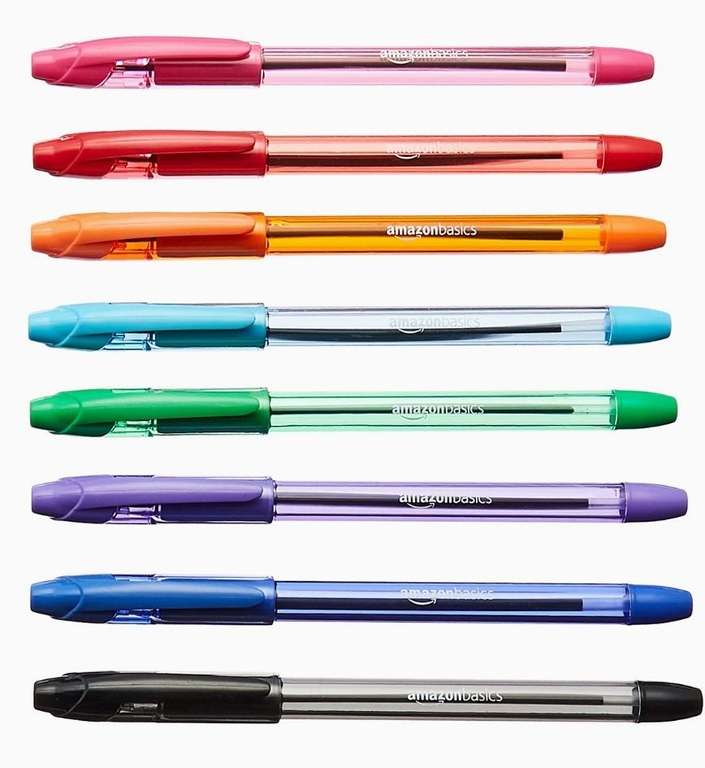 paquete de 8 bolígrafos retráctil, punta mediana (1,0 mm), colores variados.