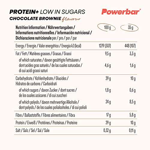 Powerbar Protein Plus Low Sugar Chocolate Brownie - 30 Barras Proteinas con Bajo Nivel de Azucar