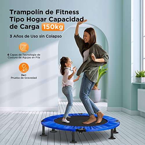 Cama Elastica Fitness, Trampolin Fitness Plegable Profesional para Adultos / Niños con Reposabrazos