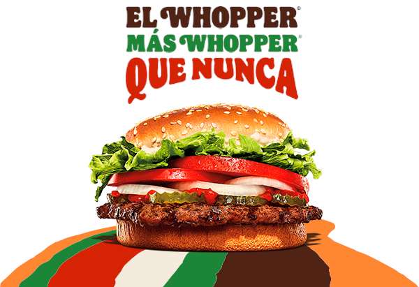 Whopper gratis en pedidos iguales o superiores a 18€ en el servicio a domicilio (app y web) de restaurantes Burger King adheridos
