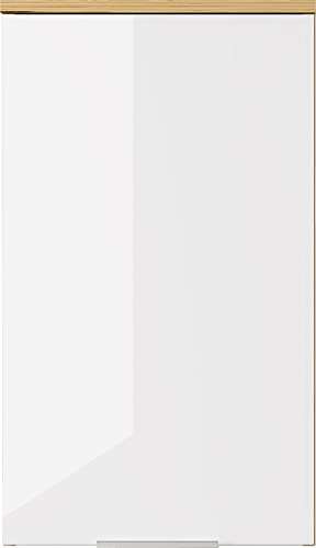 Armario de pared con puerta de cristal, 27 x 39 x 68 cm, color roble de Navarra/blanco