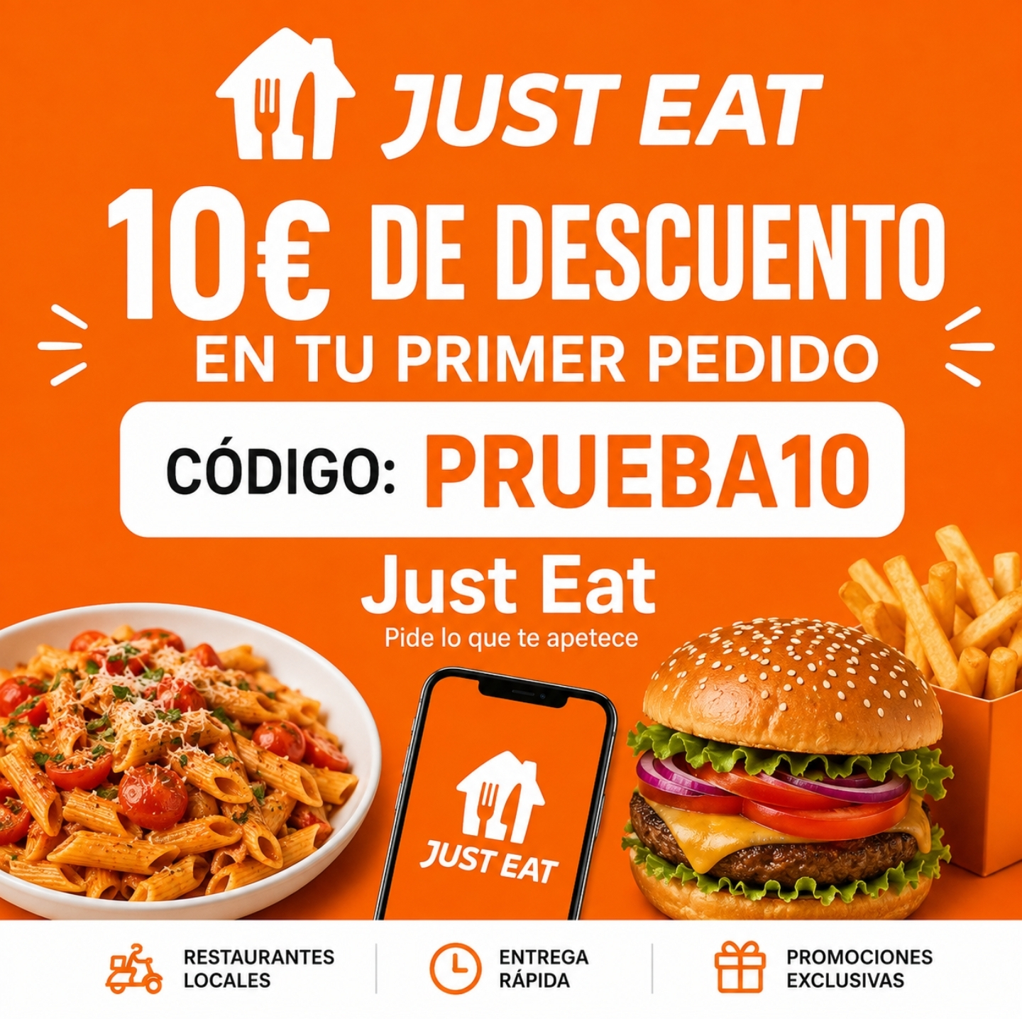10€ Descuento en tu primer pedido con Just Eat (Mínimo Compra 20€)