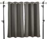 Amazon Basics - Juego de cortinas que no dejan pasar la luz, con ojales, 117 x 137 cm, Gris oscuro