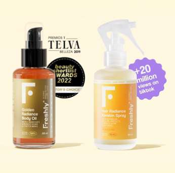 Estuche Freshly Best Sellers con aceite corporal y spray protector Hair Radiance, ambos de 100ml