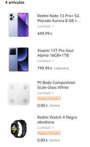 Xiaomi 13T Pro (1TB)+ Redmi Note 13 Pro + Redmi Watch 4 + Mi Body Scale [Estudiantes]