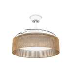 Mellerware - Ventilador de Techo Brizy Bright RATAN, Ultrasilencioso, 3 Aspas Retráctiles, Motor DC 40W, Función Verano-Invierno, Temporizad