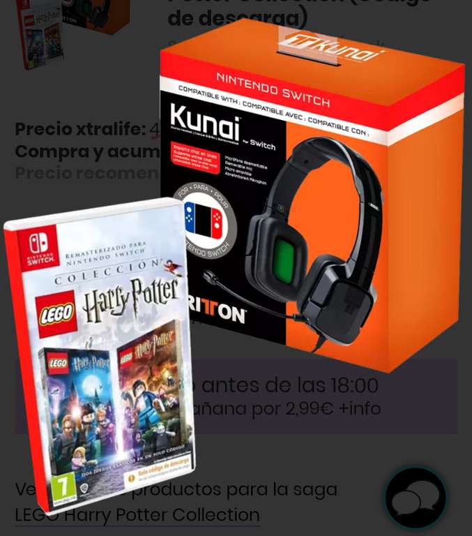 Nintendo Switch - Pack Lego Harry Potter Collection (Digital) + Auriculares Tritton Kunai