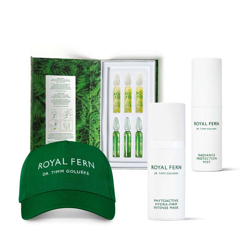 Kit esencial de verano de Royal Fern (cosméticos para la piel a base de plantas) + Vaso para café de regalo
