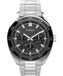 Timex Trend TW2Y22600 - Reloj de Hombre 45 mm, Correa de Acero Inoxidable en Tono Plateado, Esfera Negra y Caja en Tono Plateado