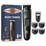 King C. Gillette Recortadora de Barba Hombre, Cortapelos 3 en 1 con 5 Peines Lavables, Cepillo de Limpieza, Funda Y Cargador