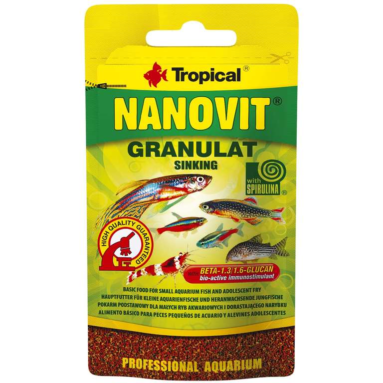 NANOVIT GRANULAT 10g - Alimento básico para Peces pequeños de Acuario y alevines Adolescentes
