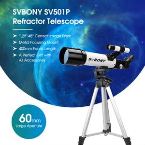SVBONY SV501P 60mm Telescopio Astronómico (25/3 a las 10:00) Desde España