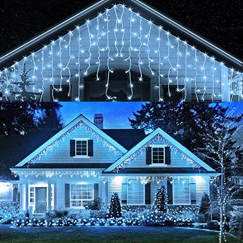 Cortina Luces Navidad Exterior,4M 240 Leds Luces, 8 Modos de Guirnalda Luces Interior Exterior, IP44 Impermeable, para Navidad Decoración,