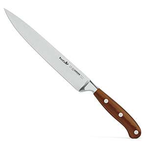 cuchillo para trinchar forjado en madera de olivo , acero aleman X55CrMoV15 56-57 HRC, BestCut 20cm