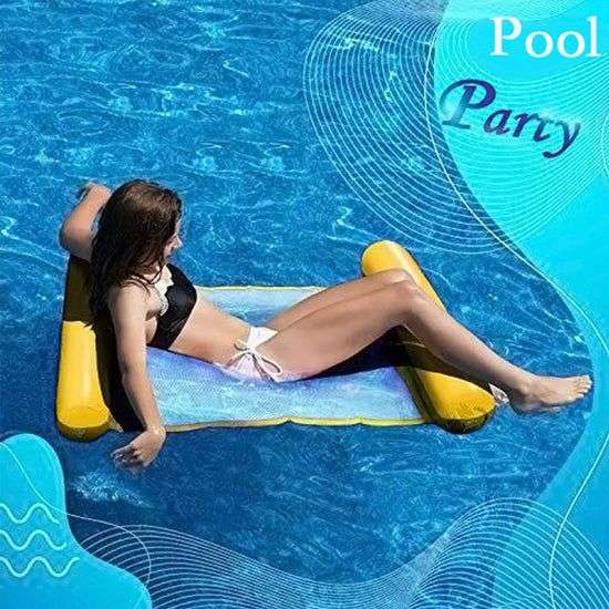 Hamaca hinchable portátil flotante para piscina o playa (amarillo-2)