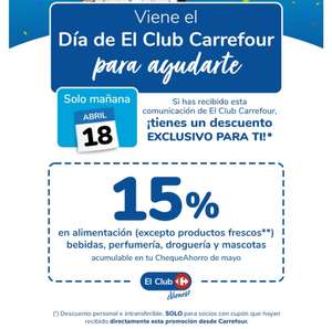 Día del club Carrefour 18 de Abril acumula 15%