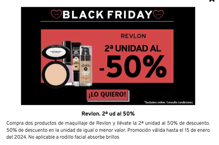 Maquillaje Revlon - 2ª unidad al -50% en la web de ARENAL