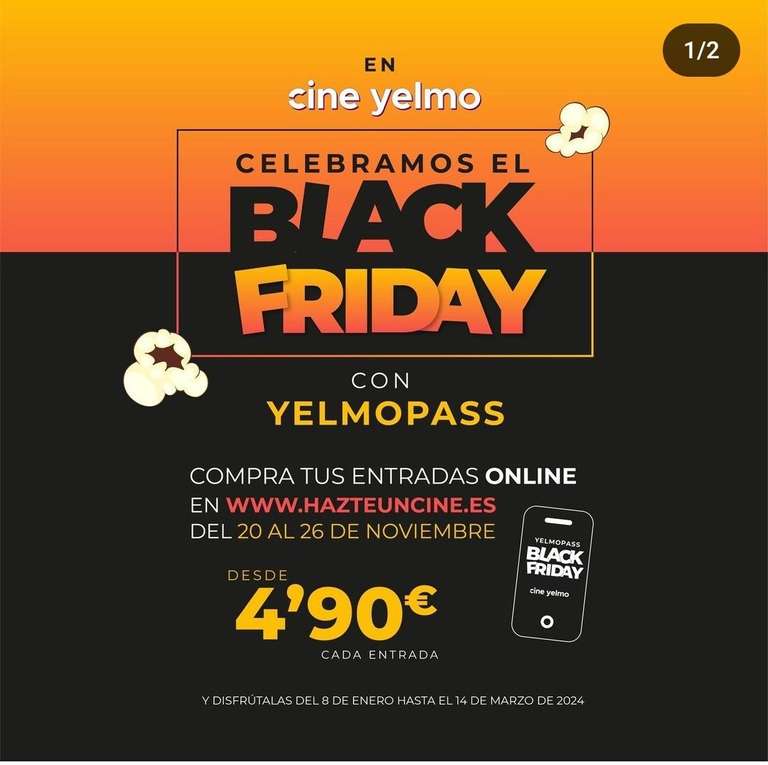 Yelmo Black friday: entradas a 4,9€