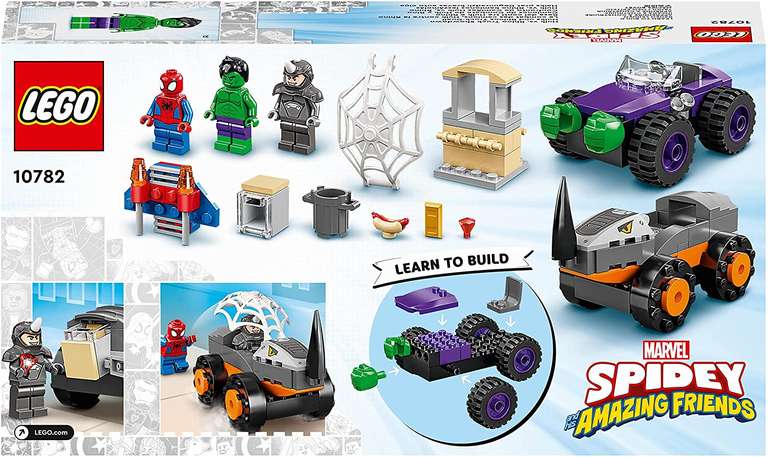 LEGO MARVEL - Spidey con Superequipo y Camiones de Combate de Hulk y Rino