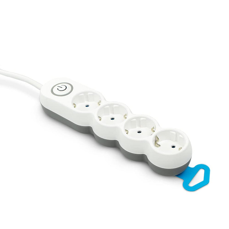 Garza Power Regleta de 4 Enchufes con Interruptor y Enchufe Plano 1.4 m 3500W Blanco