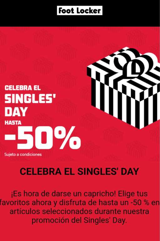 Celebra el SINGLES'DAY Hasta -50% + 11% EXTRA