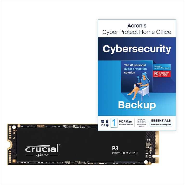 Crucial P3 1To M.2 PCIe Gen3 NVMe SSD interne - Jusqu'à 3500Mo/s -  CT1000P3SSD801 (Édition Acronis) : : High-tech