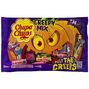 Chupa Chups Creepy Mix, Golosinas y Caramelos de Sabores Surtidos, Especial Halloween, Mezcla de colores, 400 g (Paquete de 1)
