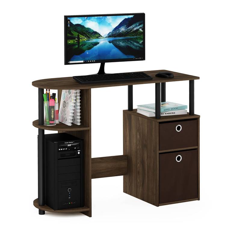 Furinno Jaya Escritorio, Madera, Columbia Nogal/Negro/marrón Oscuro, 39.5 x 97.51 x 72.29 cm