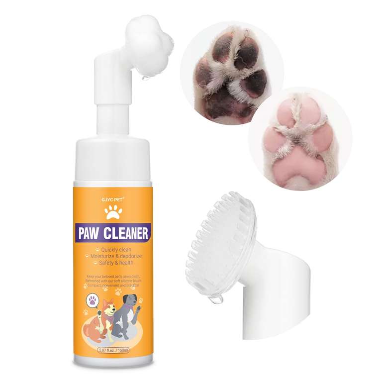 Limpiador de patas para perros y gatos, espuma mágica. champú seco, cepillo limpiador de pies, con extracto de rosa. control de olores