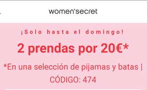 Women'Secret: 2 prendas por 20€ [Selección de pijamas y batas]