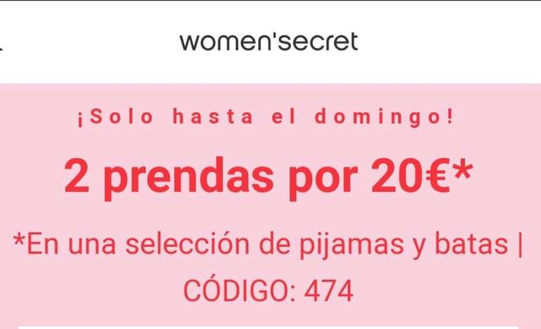 Women'Secret: 2 prendas por 20€ [Selección de pijamas y batas]