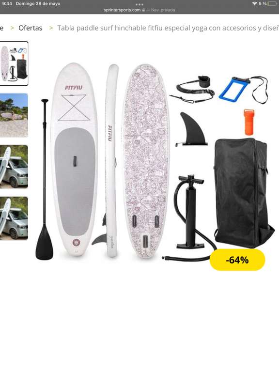 Tabla Paddle Surf Hinchable Fitfiu Especial Yoga Con Accesorios Y Diseño Tribal