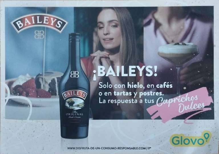 Crema Baileys 50ml de regalo con tu pedido de Glovo