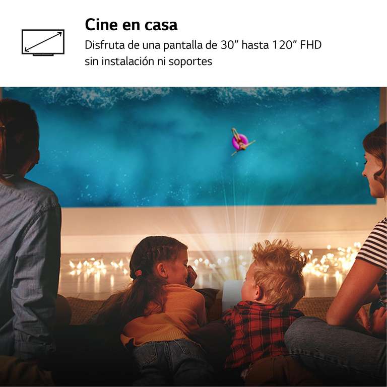 LG PF510Q - Proyector, CineBeam, SmartTV, webOS 22, hasta 100 Pulgadas, Fuente LED, 450 lúmenes FHD, 1920 X 1080px, Blanco