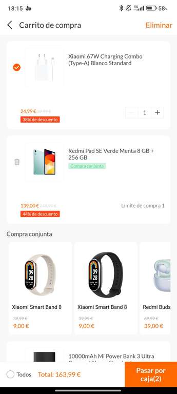 Redmi Pad SE 8gb 256gb + Auriculares Redmi Buds 5 Pro + Cargador 67w + Xiaomi Band 8 (153'6€)