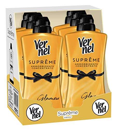 Vernel Supreme Oro Glamour, Suavizante Lavadora Concentrada y perfumada, 6 paquetes de 1,1 litro