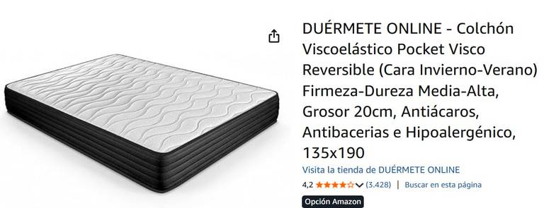 COLCHÓN VISCOELÁSTICO DUÉRMETE ONLINE (OFERTA)