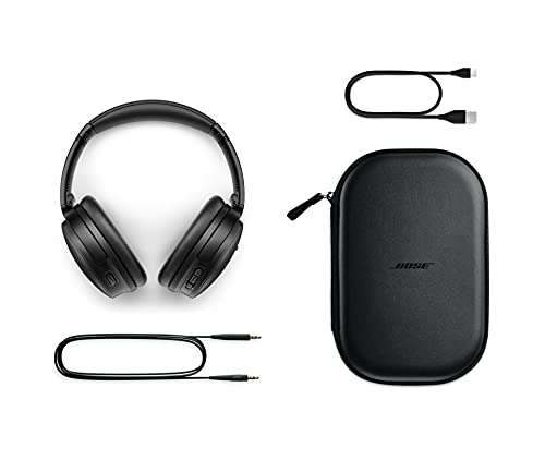Bose QuietComfort 45 Auriculares inalámbricos Bluetooth con cancelación de ruido y micrófono para llamadas, negro