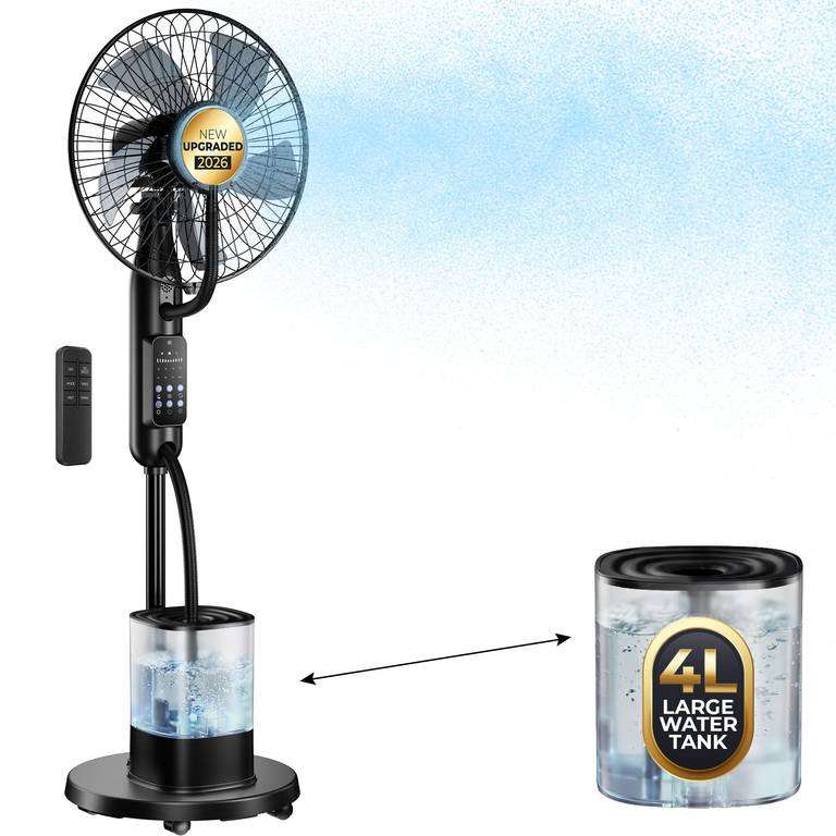 Ventilador de Pie con Agua, 2026 Upgrade 4L