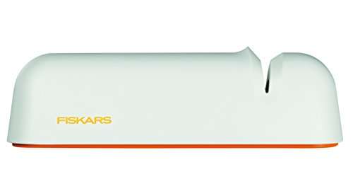 Afilador de cuchillos para hojas de acero lisas, Piedra de moler cerámica, Functional Form, Roll-Sharp, Blanco/Naranja