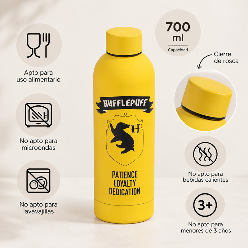 Harry Potter Hufflepuff Botella Acero Inoxidable 700 ml