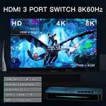 HDMI 2.1 Switch 3x1, AVIDGRAM 8K HDMI Conmutador 3 in 1 out con Control Remoto IR HDMI Swicther 4K 120Hz Auto Soporte 8K 48Gbps