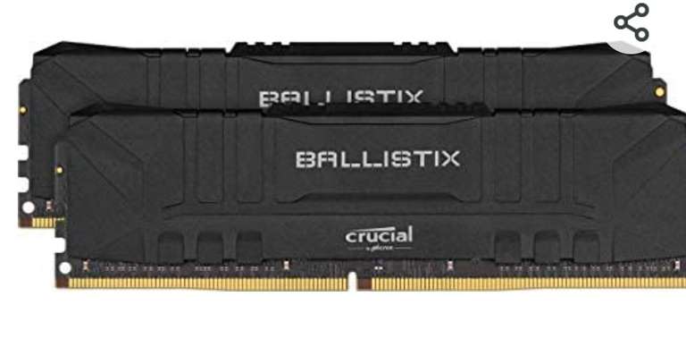 Crucial Ballistix BL2K8G32C16U4B 3200 MHz, DDR4, DRAM, Memoria Gamer para Ordenadores de sobremesa, 16GB (8GB x2)