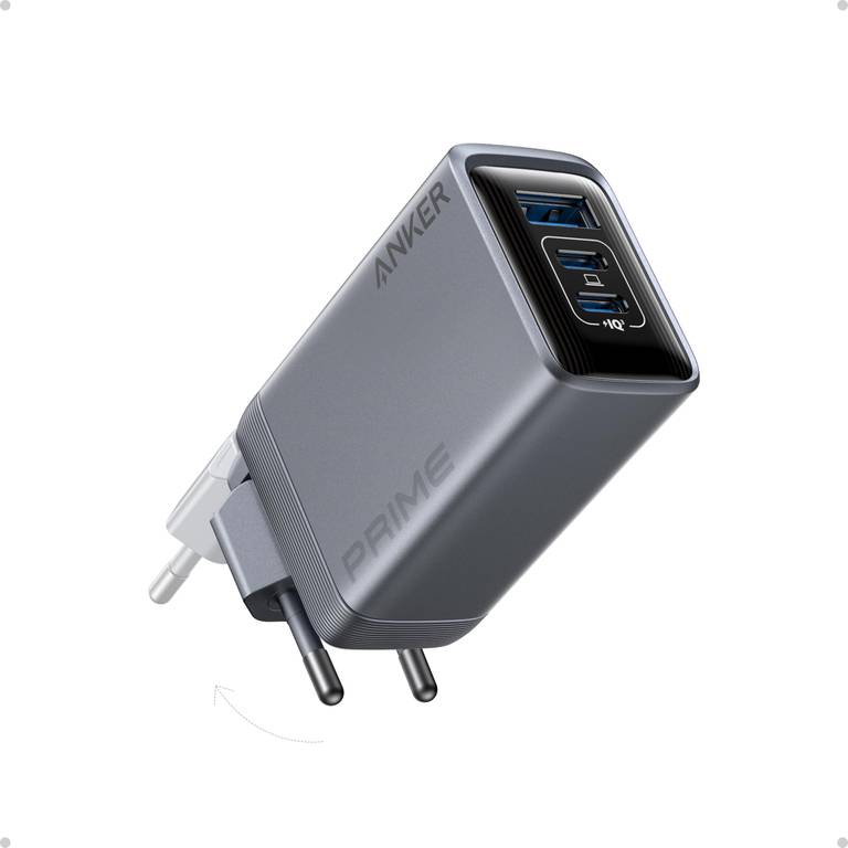 Anker Prime Cargador USB C 100W, Cargador USB C de 100 W, Cargador de Pared Anker de 3 Puertos GAN Plegable y Compacto
