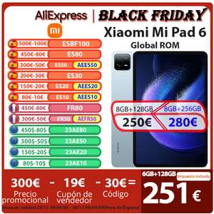 Xiaomi Mi Pad 6 Tablet 8/128gb -CUPON VENDEDOR + CUPON ALIEXPRESS - ENTREGA EN 5 DIAS