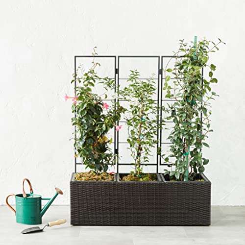 Jardinera con revestimiento interior de plástico, 3 cubos, 96,5 cm, marrón